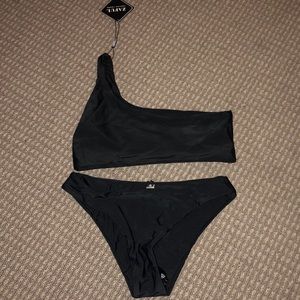 Black one shoulder bikini set